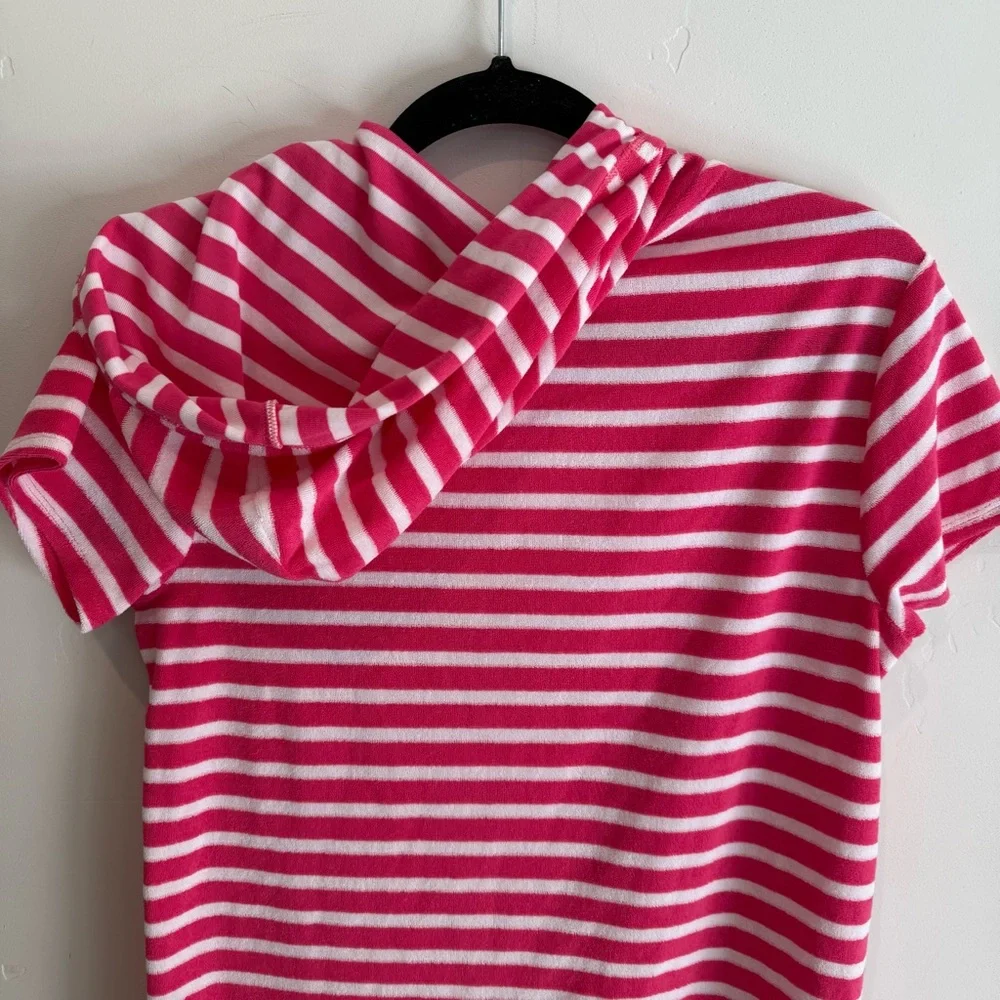 Crewcuts Pink & White Striped Short Sleeve Swim Coverup Girls XL 12-14 Cotton